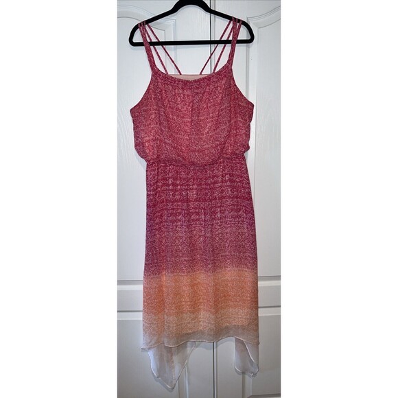 Emma & Michele Womens Asymmetrical Maxi Dress XXL Pink Coral Spaghetti Straps - Picture 1 of 14